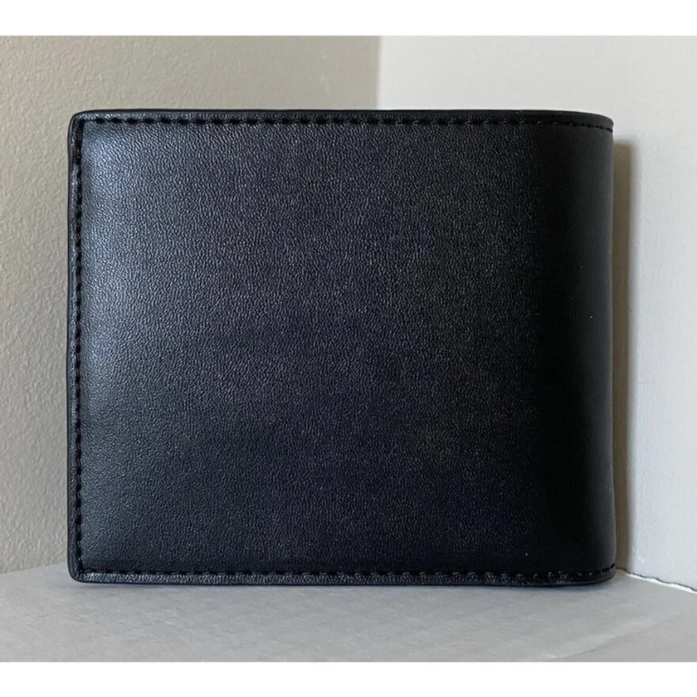 New Michael Kors Cooper Men's Billfold wallet Vegan Faux Leather Black / White